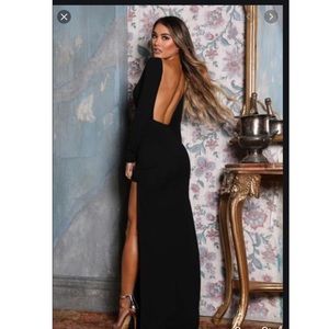 Long sleeve black formal maxi dress